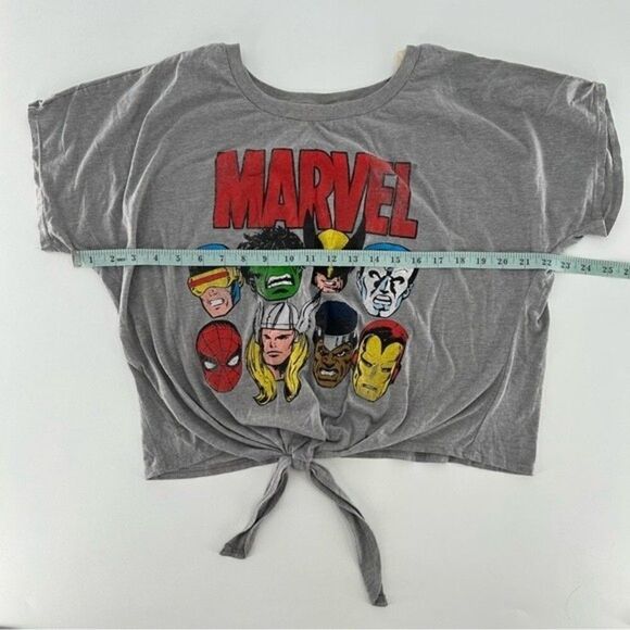Marvel Comics Women's Graphic Cropped Tie Front T Shirt Size XL Gray - Picture 4 of 6